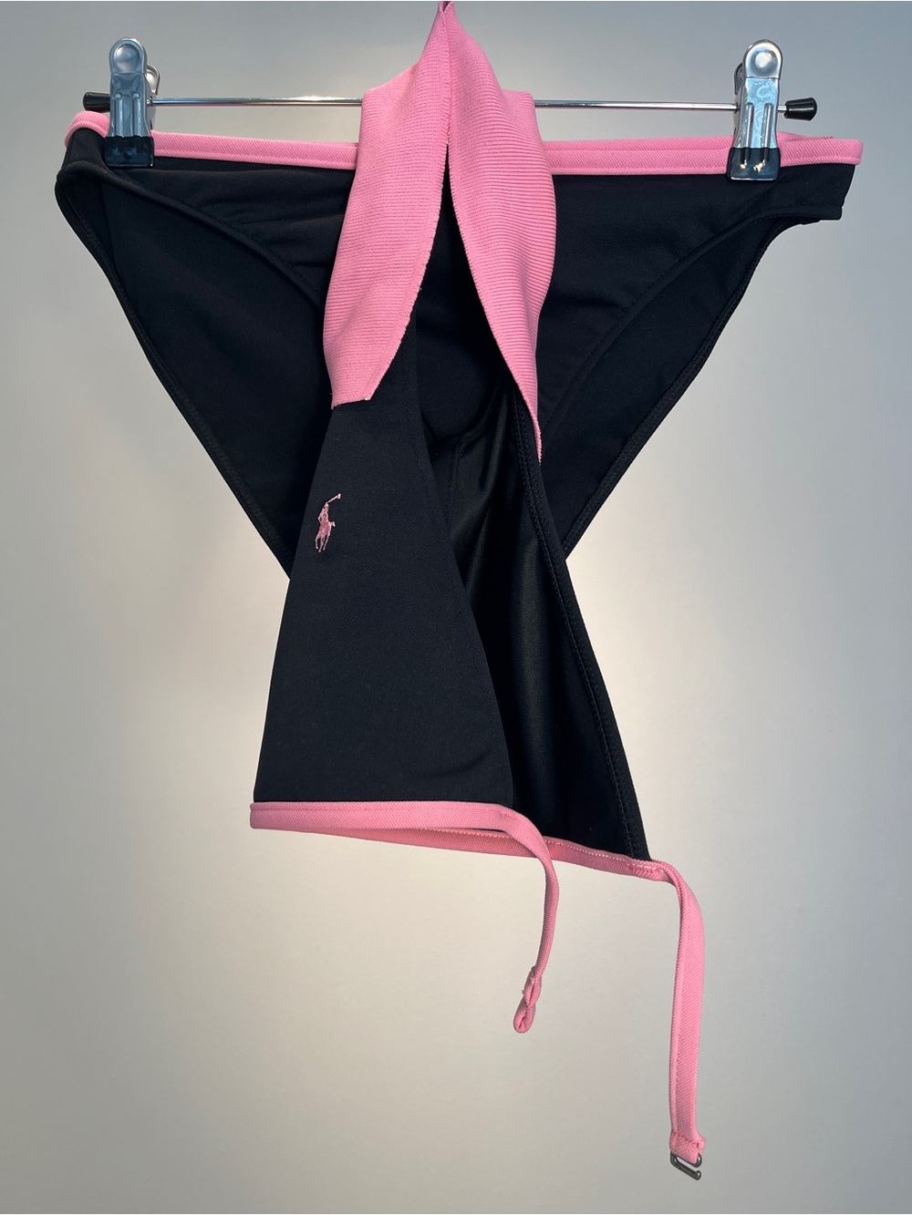 Ralph Lauren Polo Collar Halter Bikini Set Black Pink 4